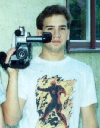 me in 1990 with a camcorder on shoulder
